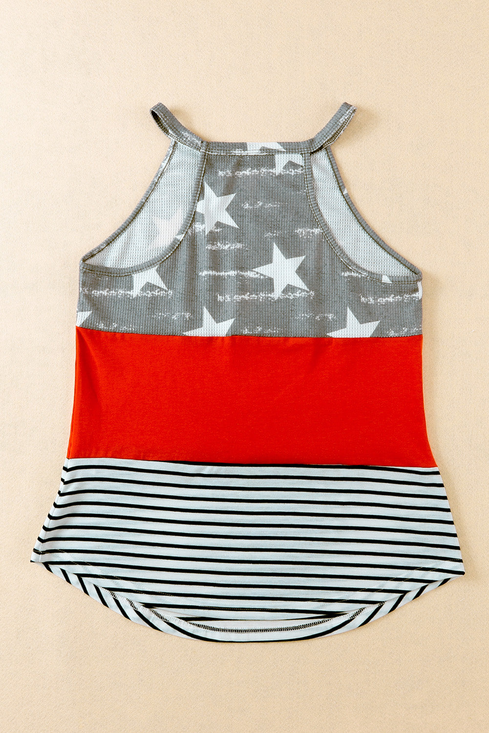 Star and Stripe Color Block Curved Hem Tank-Angel Casuals