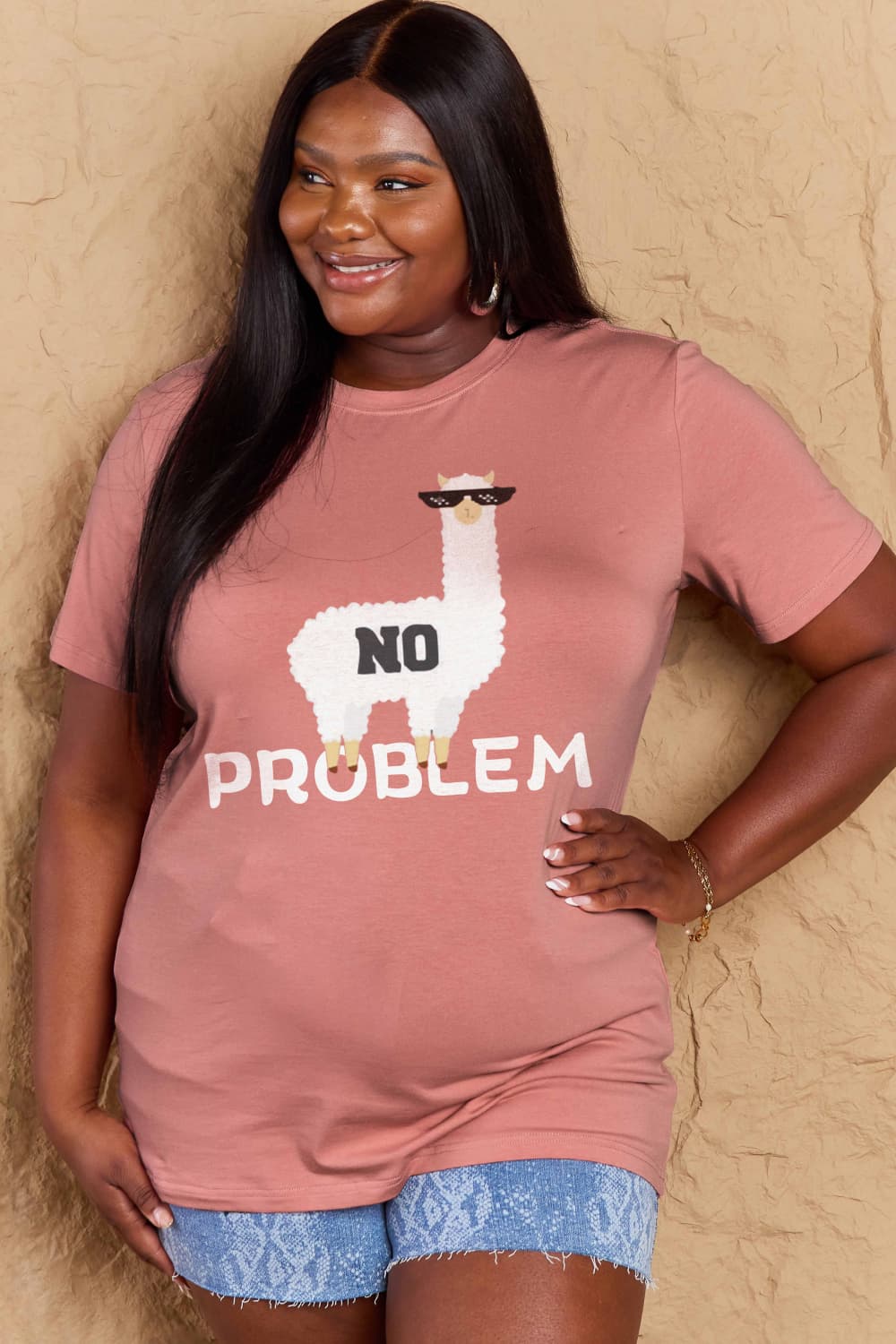 Simply Love Full Size NO PROBLEM Graphic Cotton Tee-Angel Casuals