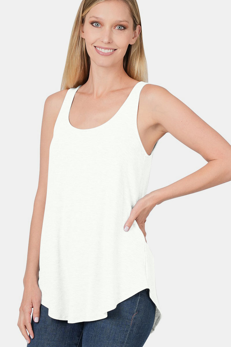 Zenana Round Neck Curved Hem Tank-Angel Casuals