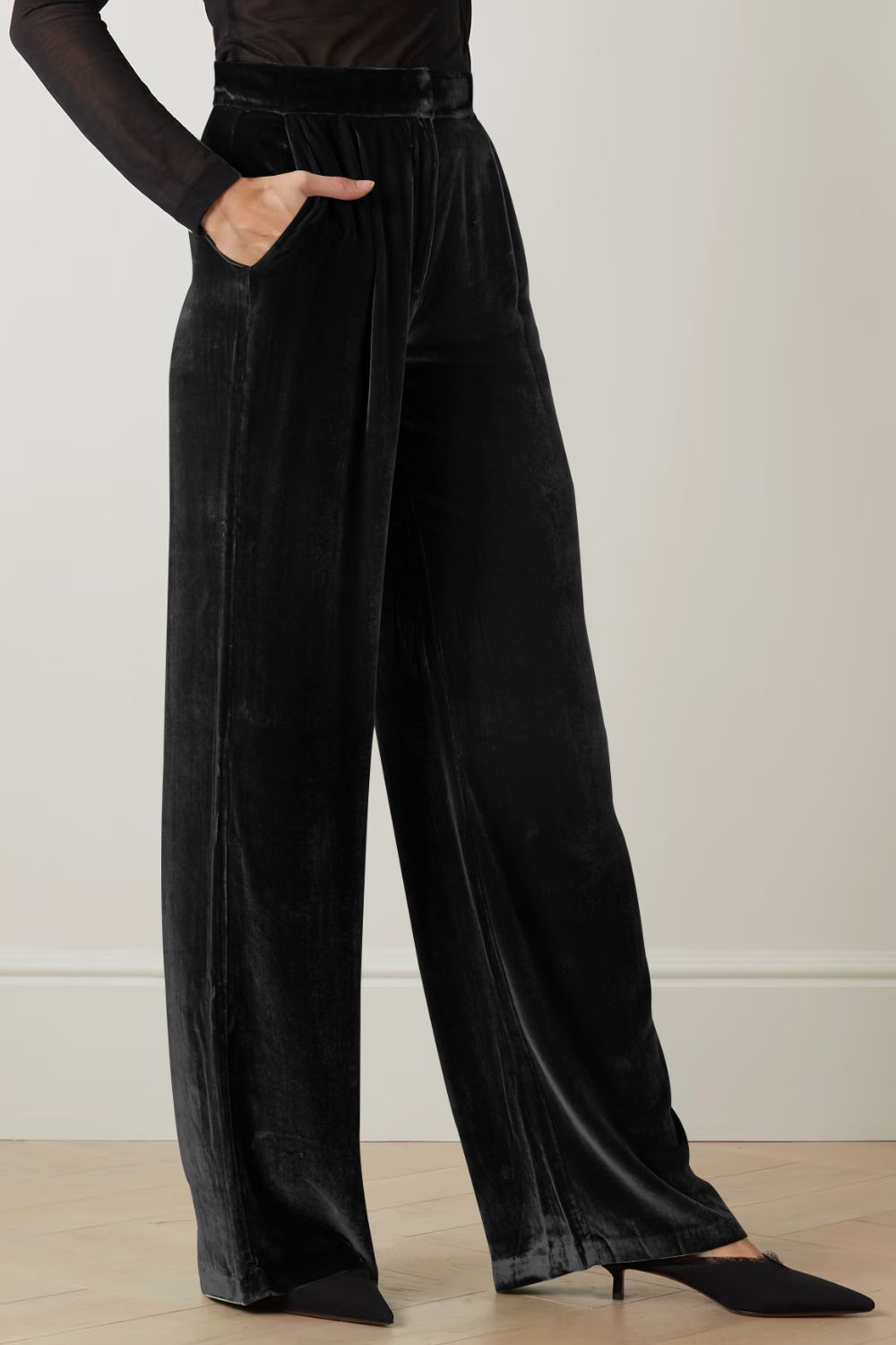 Loose Fit High Waist Long Pants with Pockets-Angel Casuals