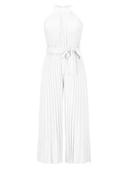 Cutout Tied Pleated Sleeveless Jumpsuit-Angel Casuals