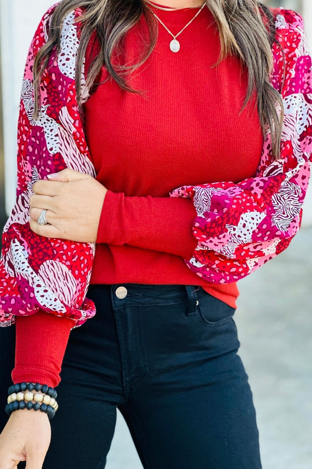 Animal Print Round Neck Long Sleeve T-Shirt-Angel Casuals