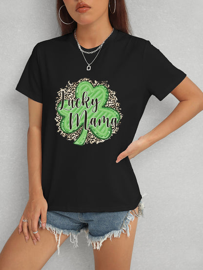 LUCKY MAMA Round Neck T-Shirt-Angel Casuals