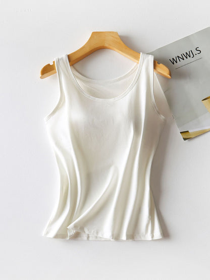 Round Neck Tank with Bra-Angel Casuals