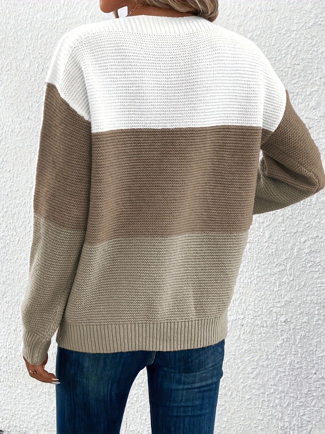 Color Block Boat Neck Sweater-Angel Casuals