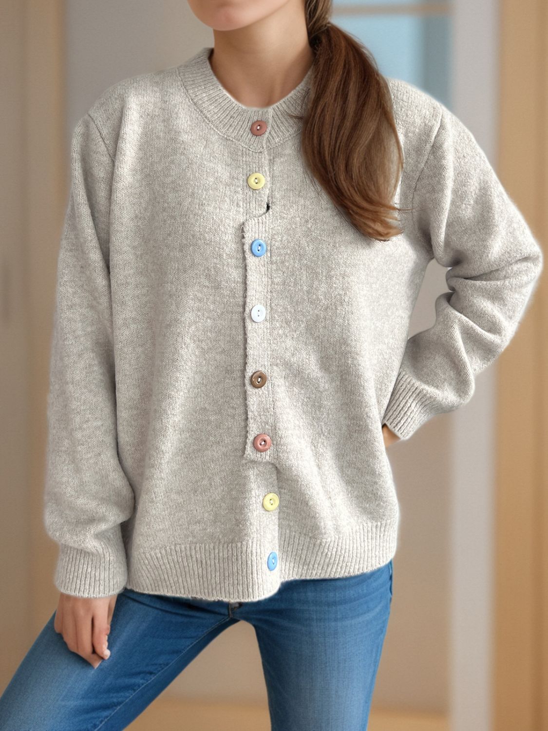 Button Down Long Sleeve Cardigan-Angel Casuals