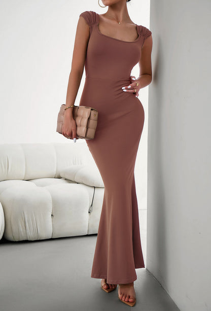 Cap Sleeve Scoop Neck Maxi Dress-Angel Casuals