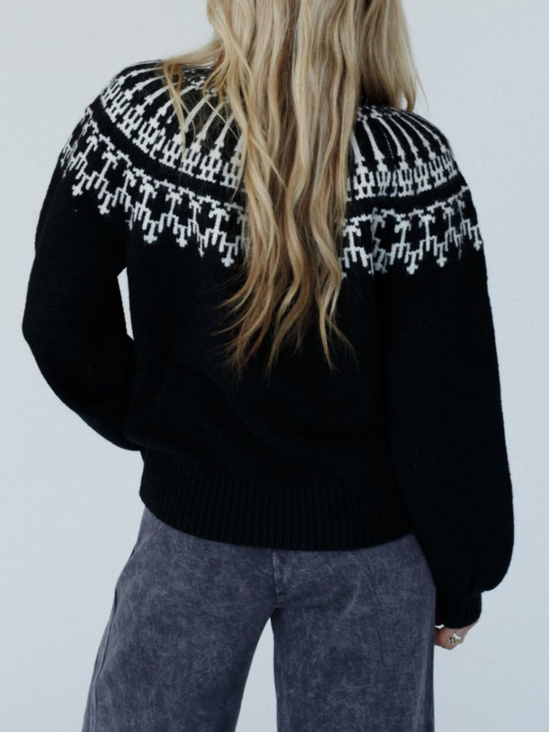 Contrast Turtleneck Long Sleeve Sweater-Angel Casuals