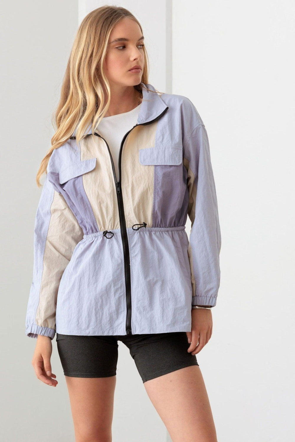 Le Lis Color Block Collared Wind Breaker Jacket-Angel Casuals