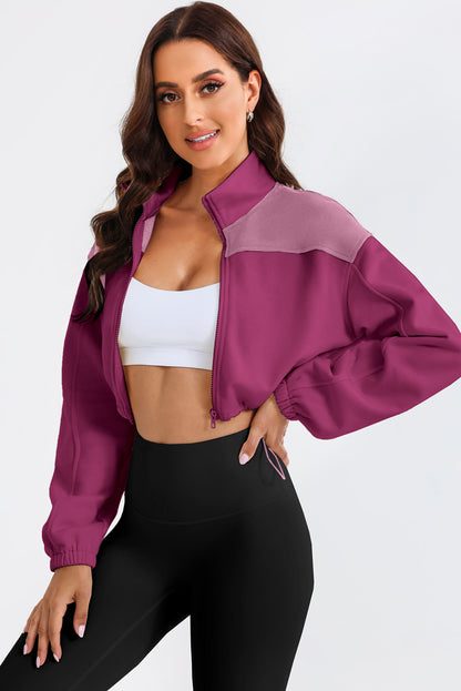 Contrast Drawstring Zip Up Jacket-Angel Casuals