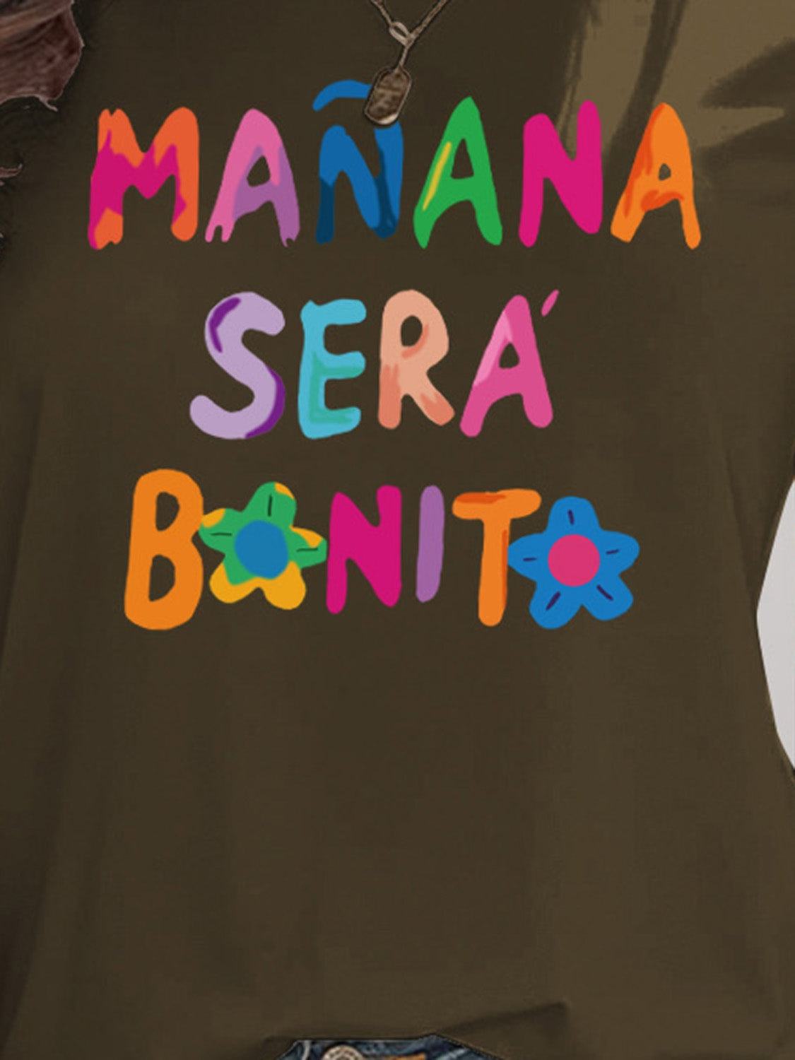 Letter Graphic Round Neck Short Sleeve T-Shirt-Angel Casuals