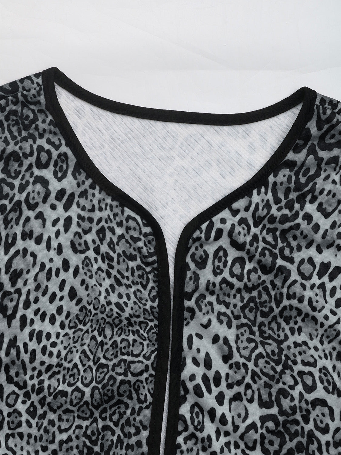 Perfee Leopard Open Front Long Sleeve Jacket-Angel Casuals
