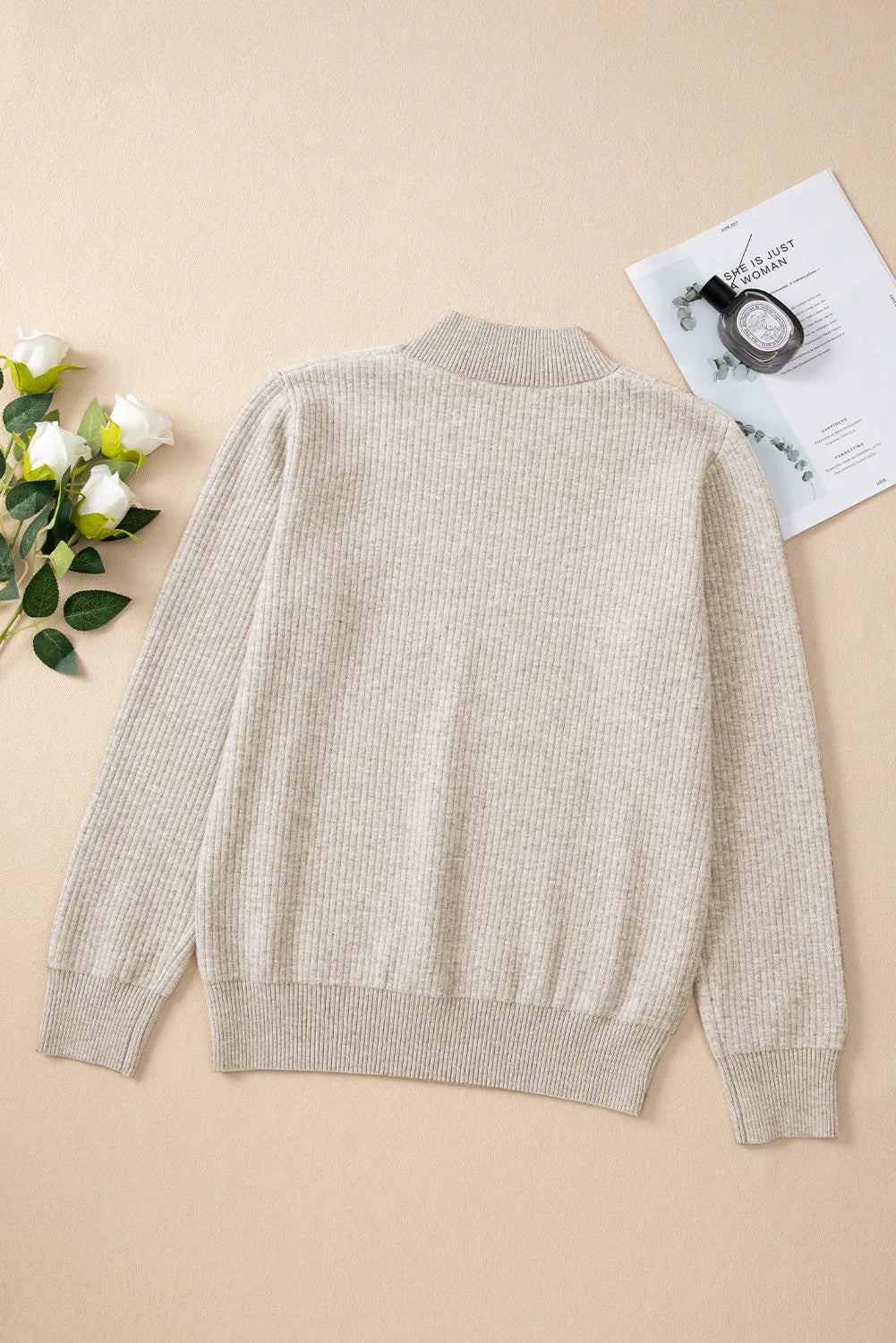 Mock Neck Long Sleeve Sweater-Angel Casuals