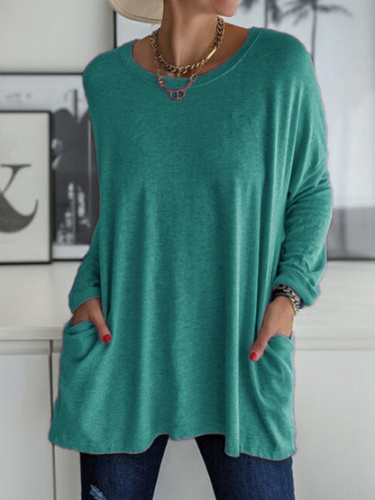 Full Size Round Neck Long Sleeve T-Shirt-Angel Casuals