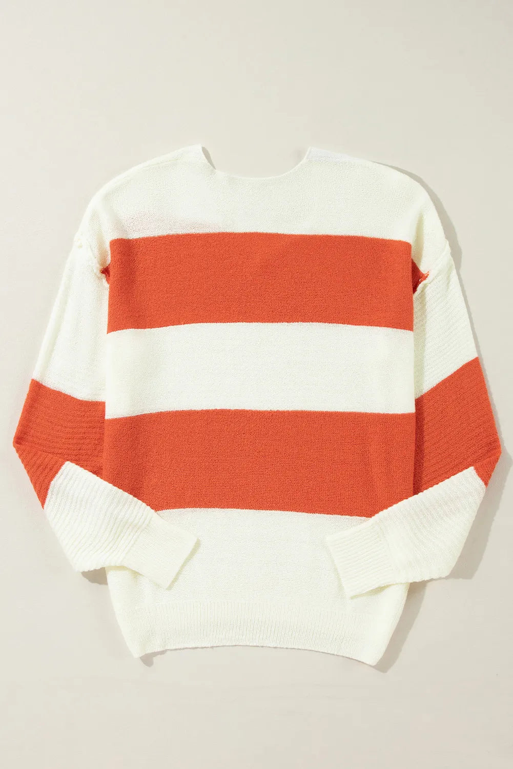 Color Block Dropped Shoulder V-Neck Sweater-Angel Casuals