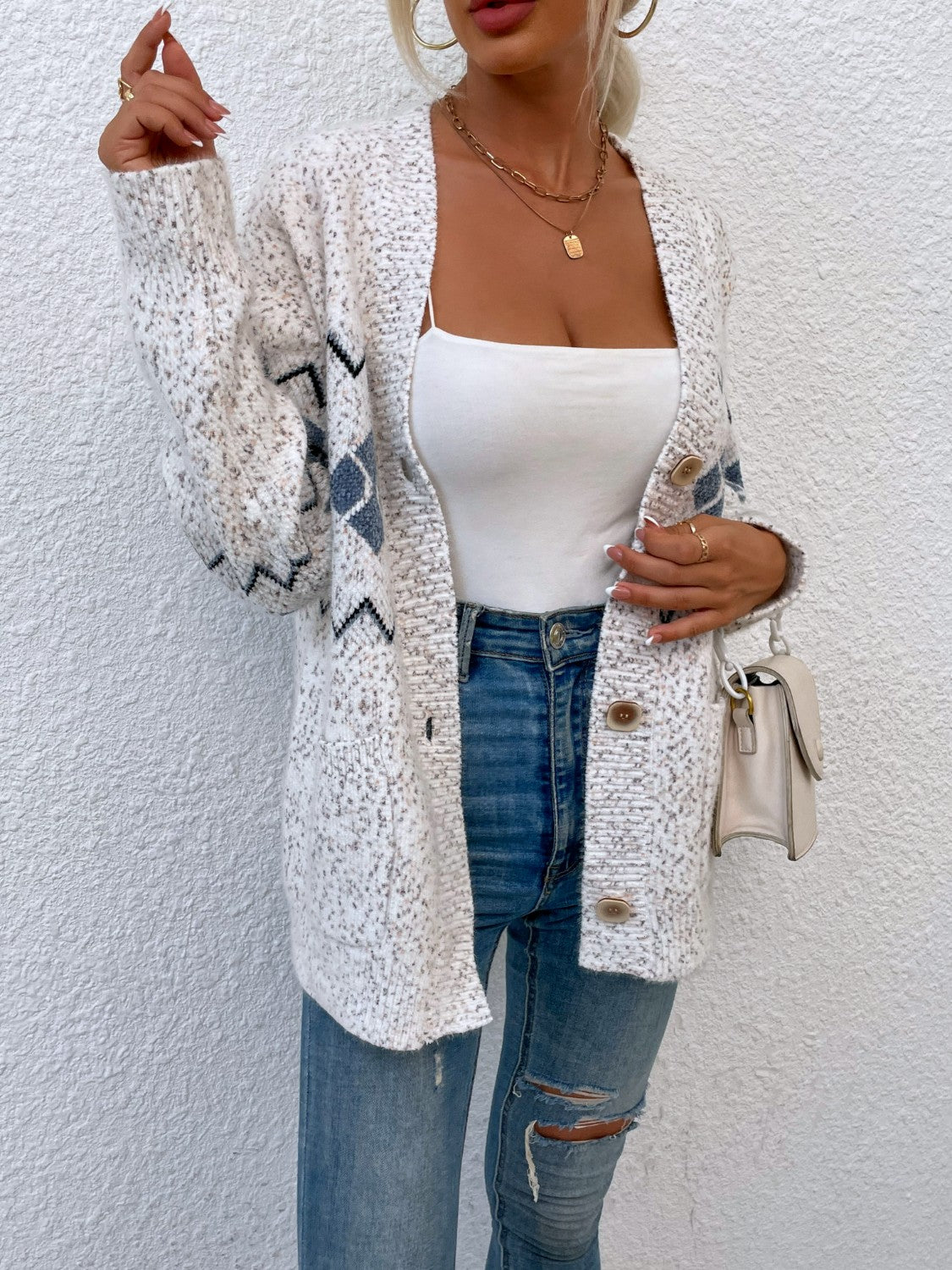 Heathered Pocketed Button Up Cardigan-Angel Casuals