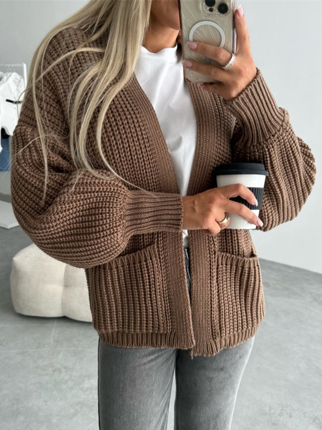 Open Front Dropped Shoulder Cardigan-Angel Casuals