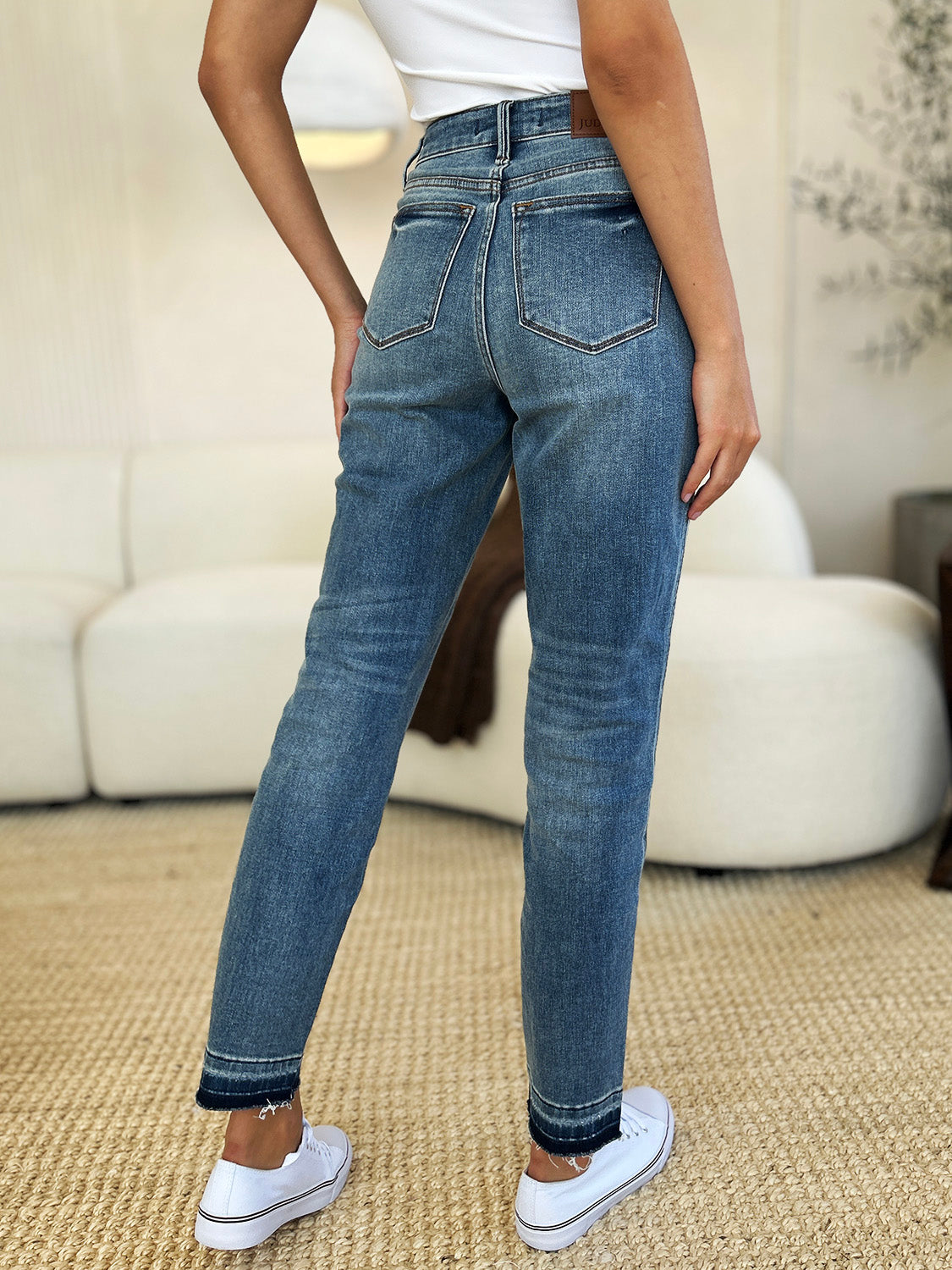 Judy Blue Full Size Mid Rise Rigid Magic Release Hem Jeans-Angel Casuals