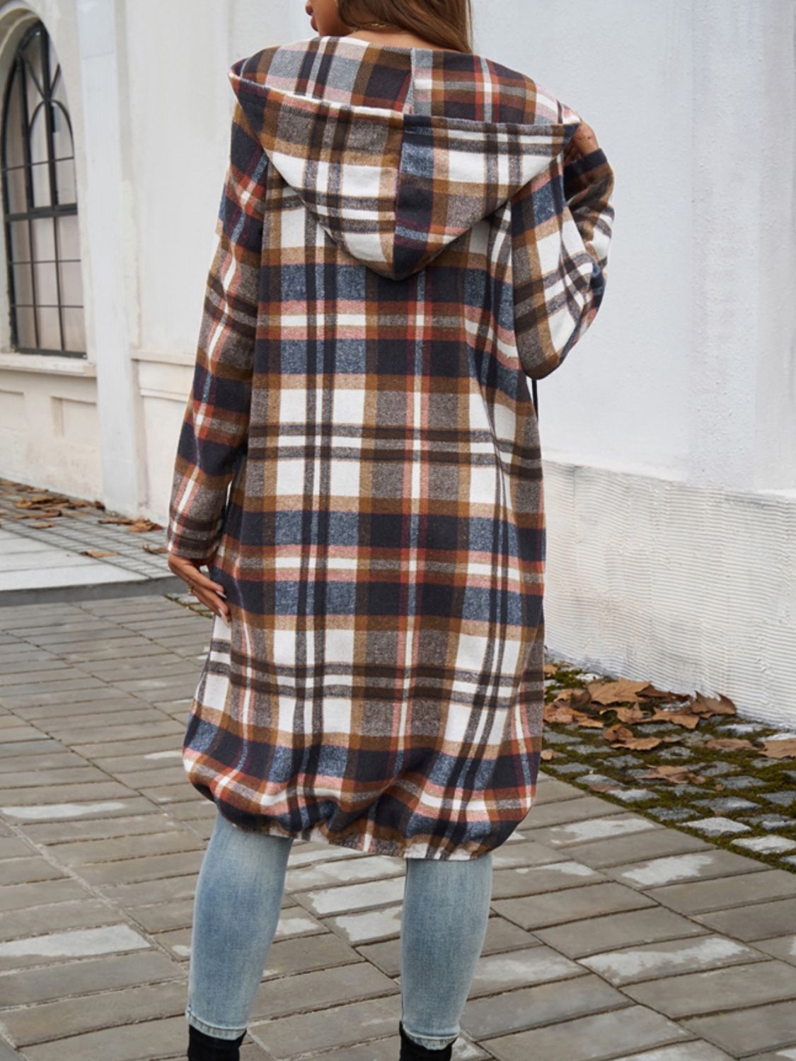 Devine Plaid Zip Up Hooded Coat-Angel Casuals