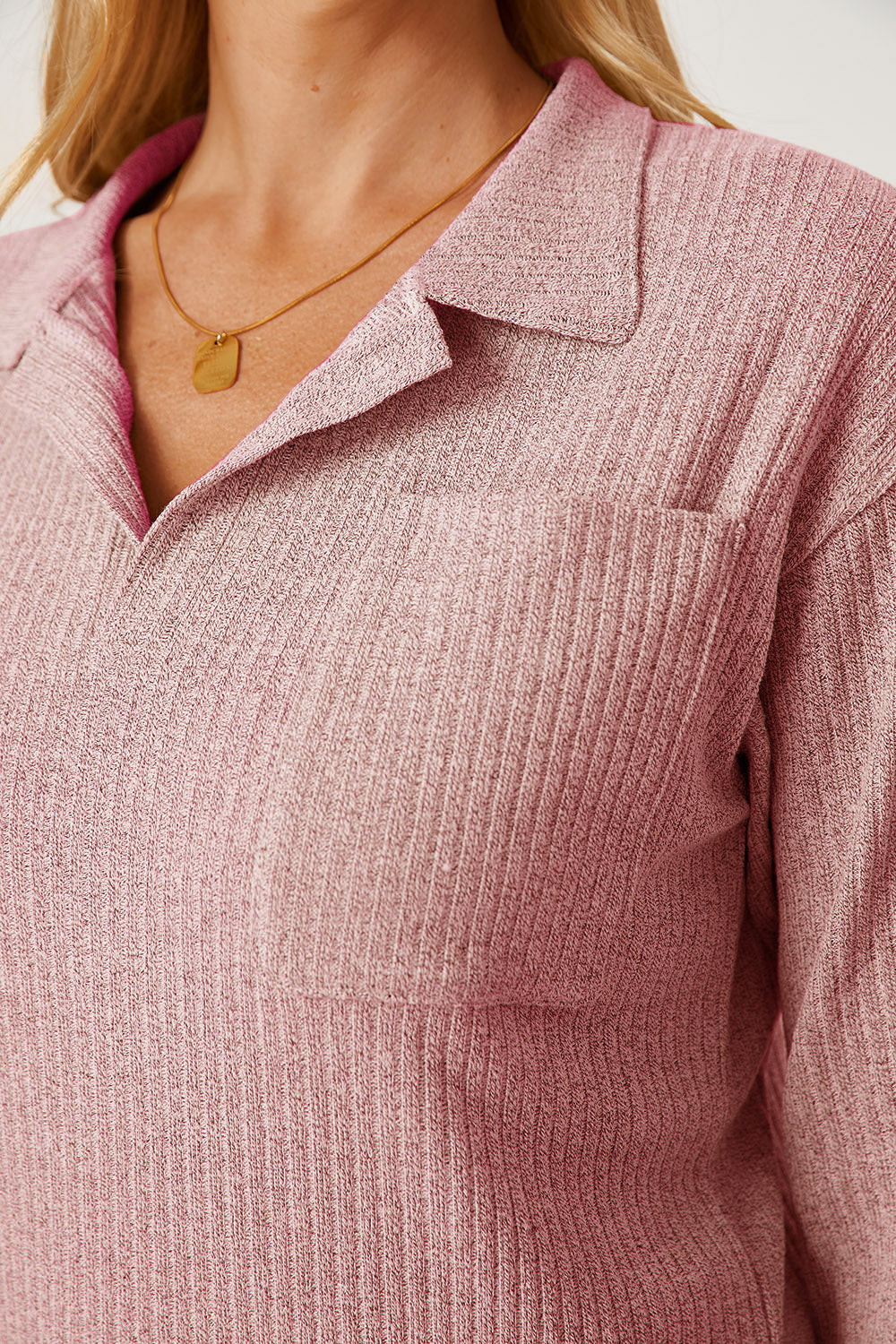 Collared Neck Dropped Shoulder T-Shirt-Angel Casuals