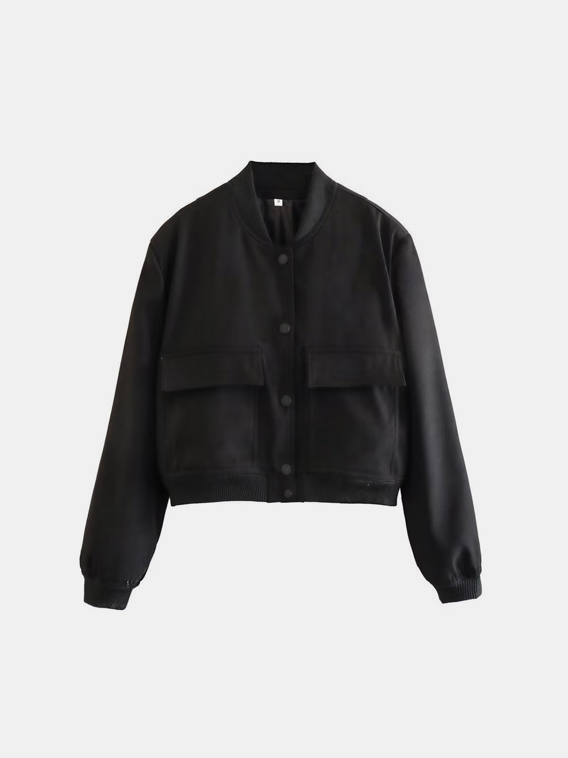 Pocketed Snap Down Baseball Collar Jacket-Angel Casuals