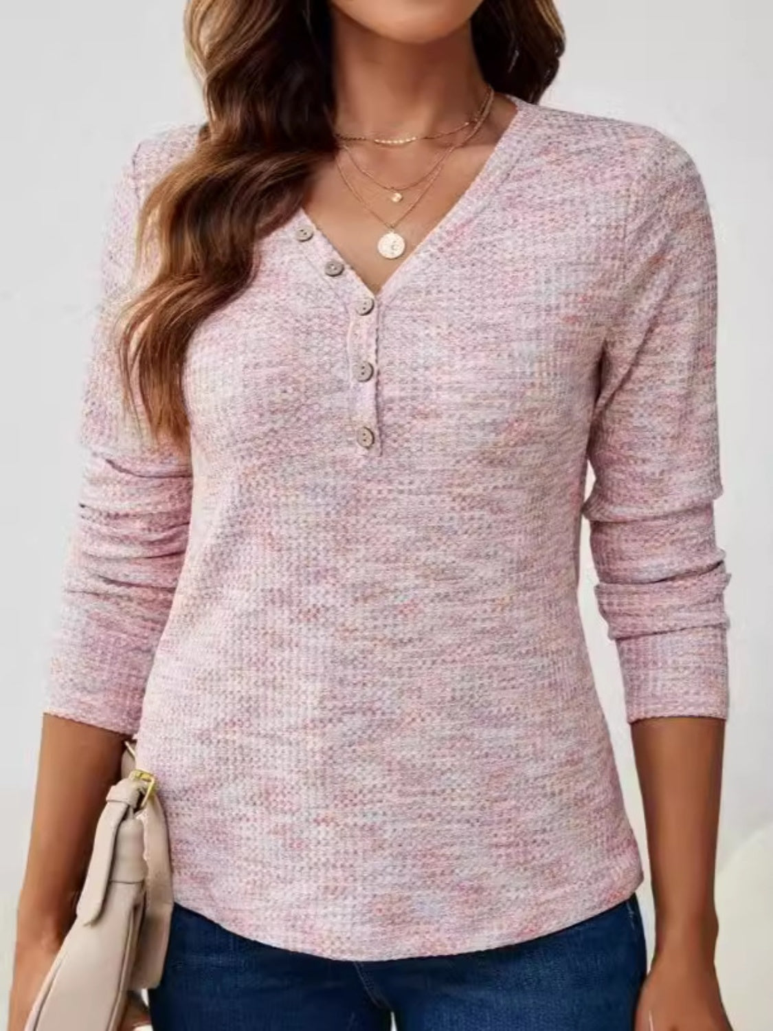 V-Neck Long Sleeve T-Shirt-Angel Casuals