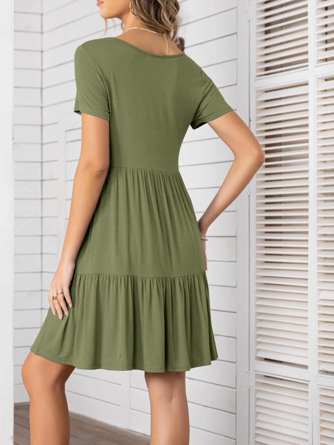 Round Neck Short Sleeve Mini Tee Dress-Angel Casuals