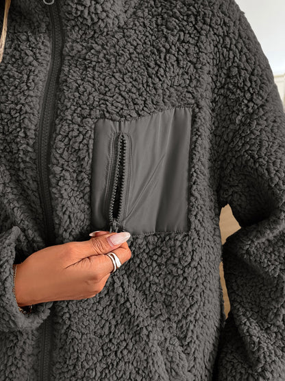 Ivy Lane Zip Up Long Sleeve Fuzzy Jacket-Angel Casuals