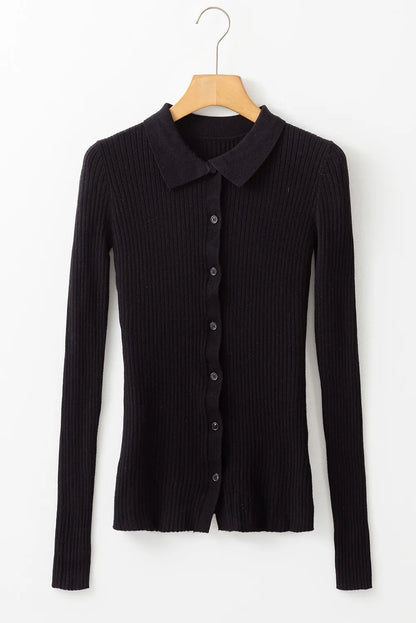 Button Up Collared Neck Cardigan-Angel Casuals
