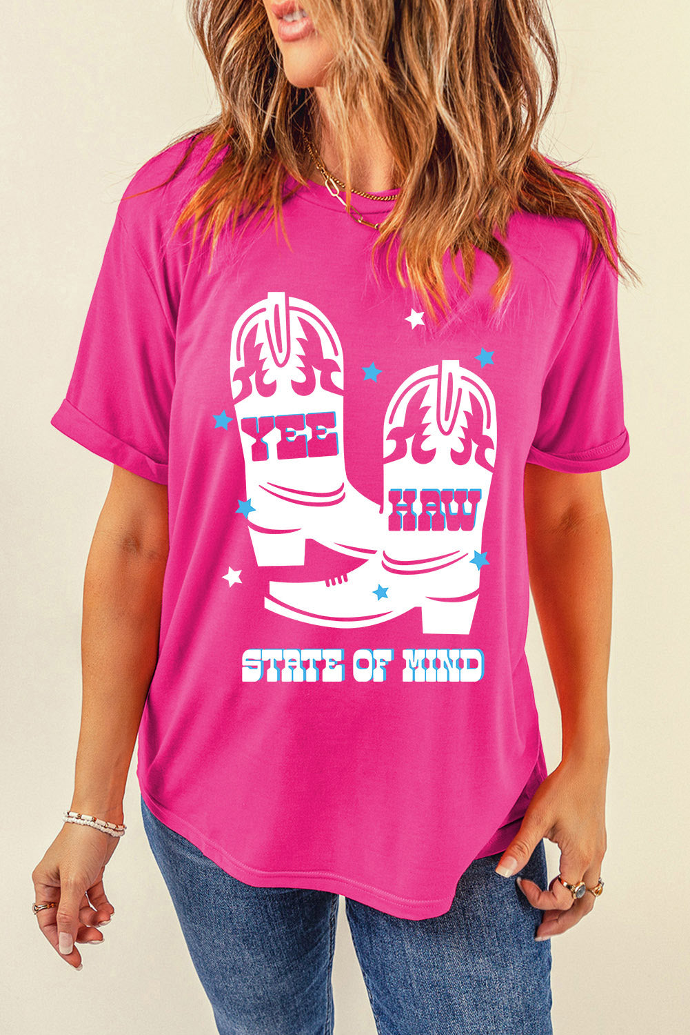 Graphic Round Neck Short Sleeve T-Shirt-Angel Casuals