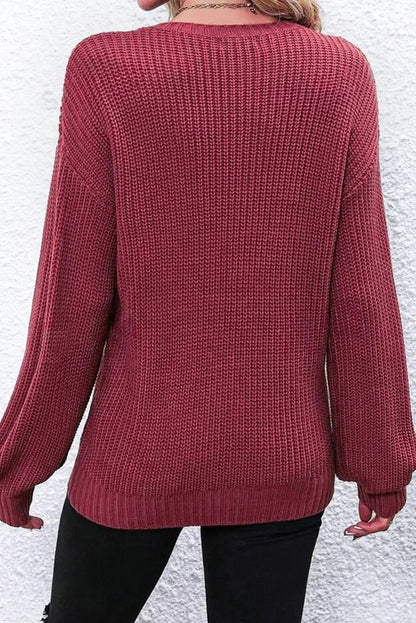 THANKSGIVING Round Neck Long Sleeve Sweater-Angel Casuals