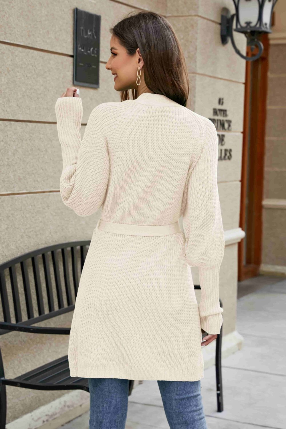 Open Front Lantern Sleeve Cardigan-Angel Casuals