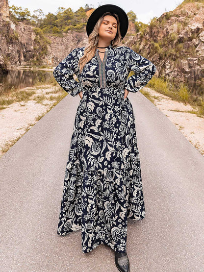 Plus Size Long Sleeve Maxi Dress-Angel Casuals