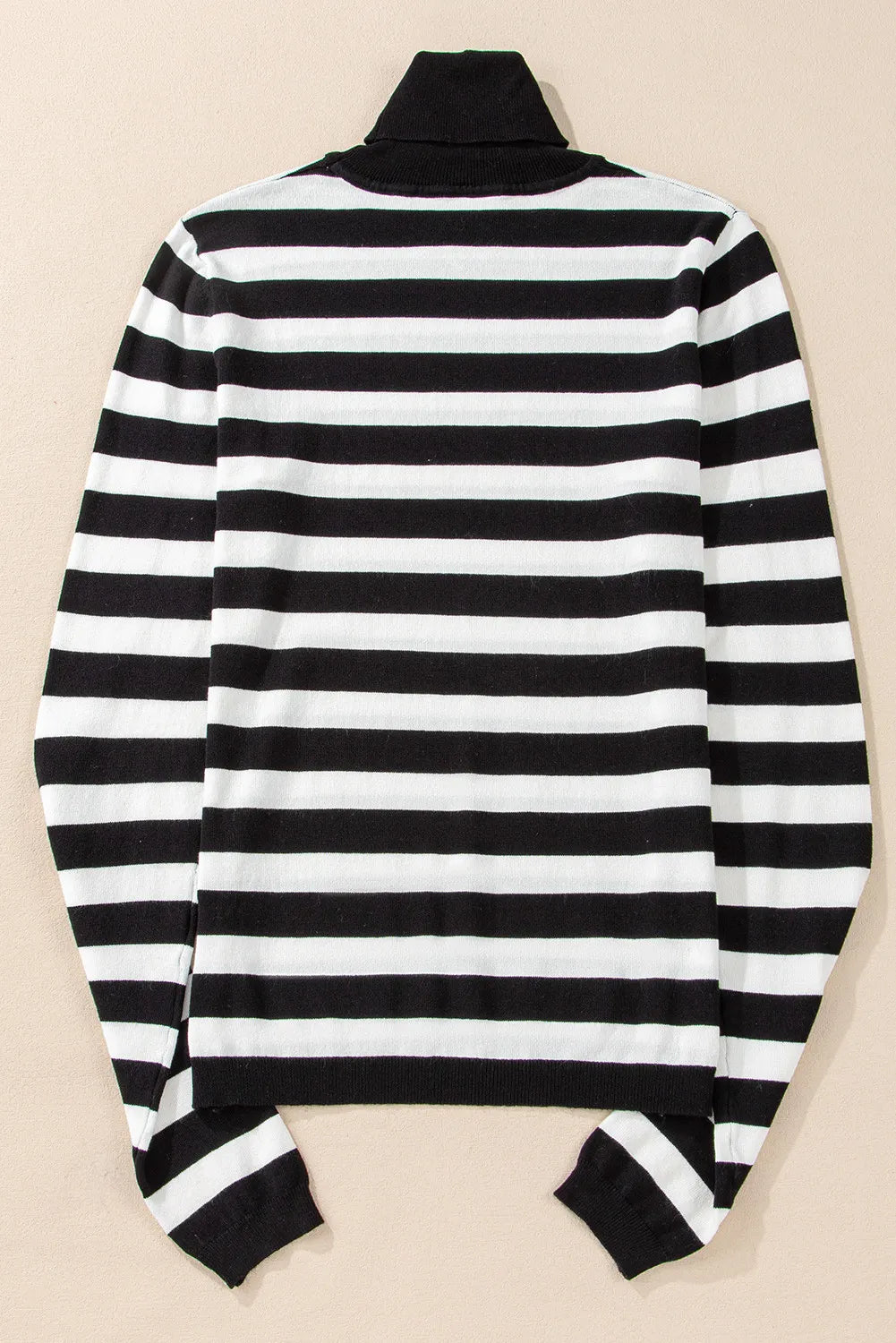 Striped Turtleneck Long Sleeve Knit Top-Angel Casuals