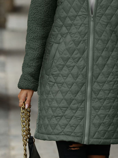 Texture Zip Up Long Sleeve Hooded Coat-Angel Casuals