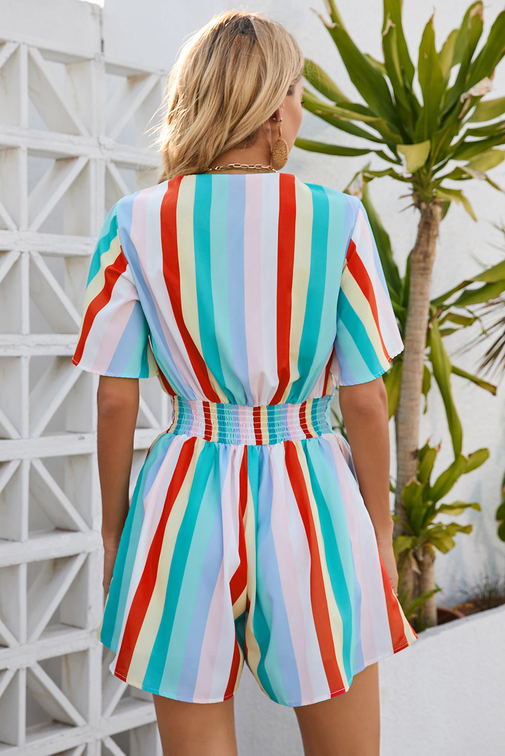 Striped Tie Front Romper-Angel Casuals