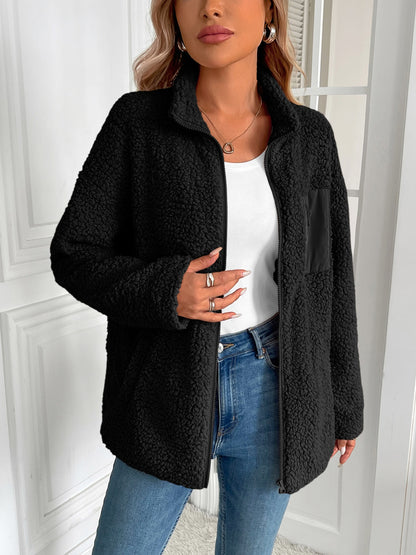 Ivy Lane Zip Up Long Sleeve Fuzzy Jacket-Angel Casuals