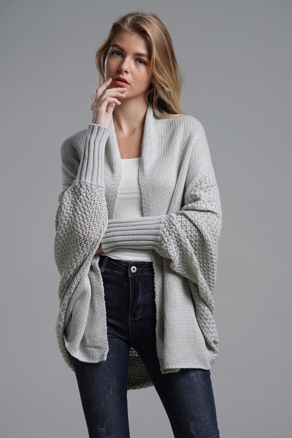 Open Front Batwing Sleeve Cardigan-Angel Casuals