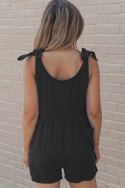 Scoop Neck Tie Shoulder Romper-Angel Casuals