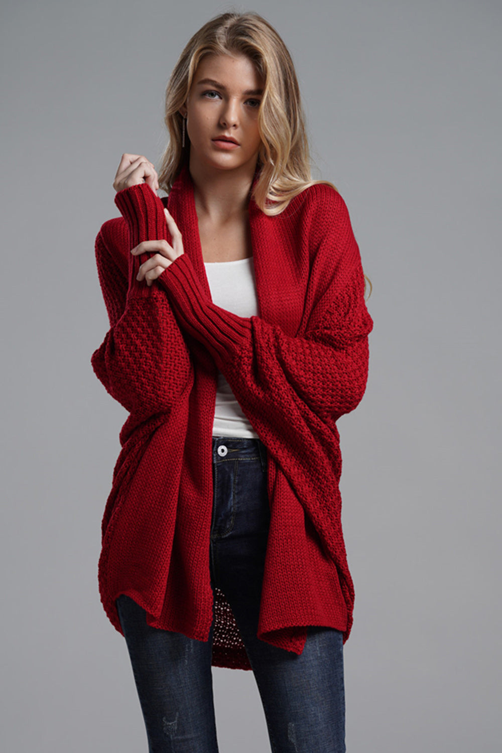 Open Front Batwing Sleeve Cardigan-Angel Casuals