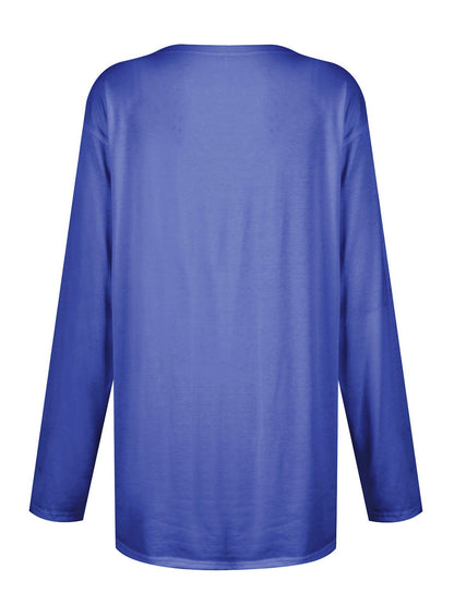 Full Size Pocketed Round Neck Long Sleeve T-Shirt-Angel Casuals