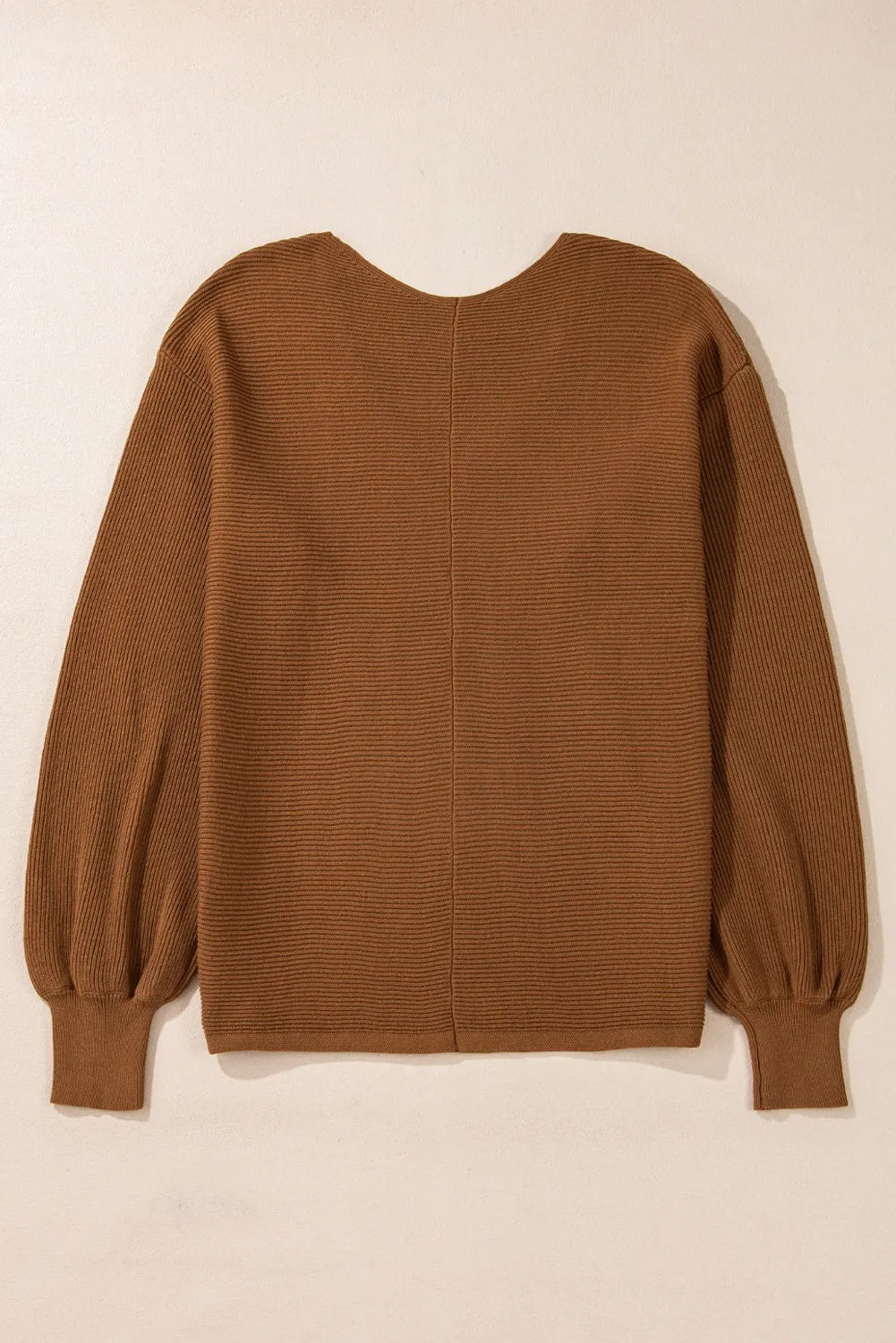 V-Neck Dropped Shoulder Long Sleeve Sweater-Angel Casuals