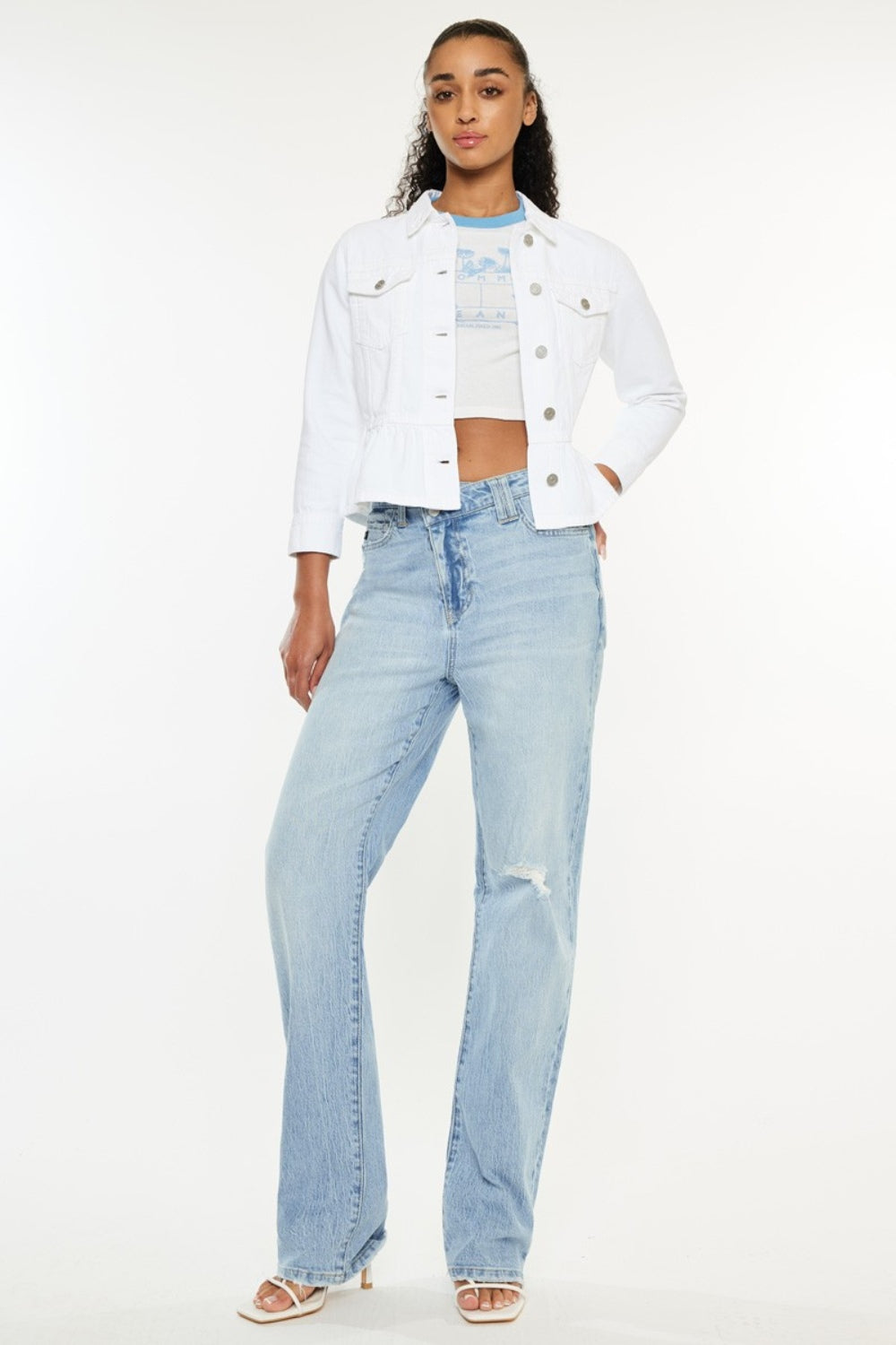 Kancan Distressed High Waist Straight Jeans-Angel Casuals