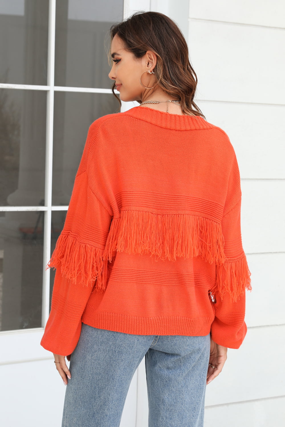 Fringe Trim Open Front Cardigan-Angel Casuals