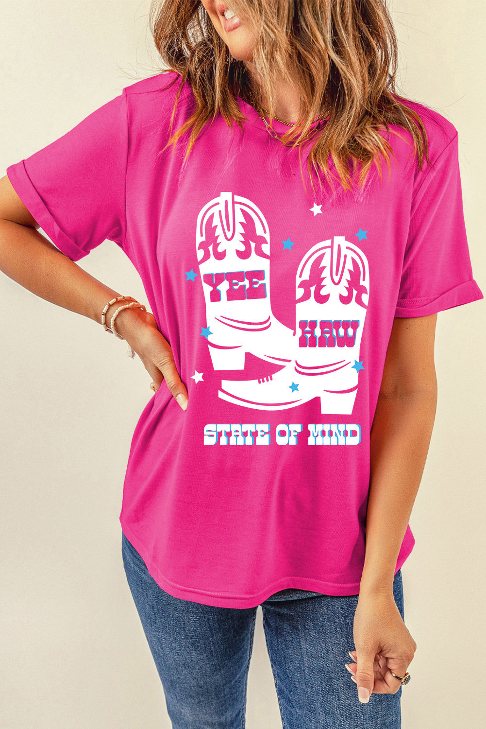 Graphic Round Neck Short Sleeve T-Shirt-Angel Casuals
