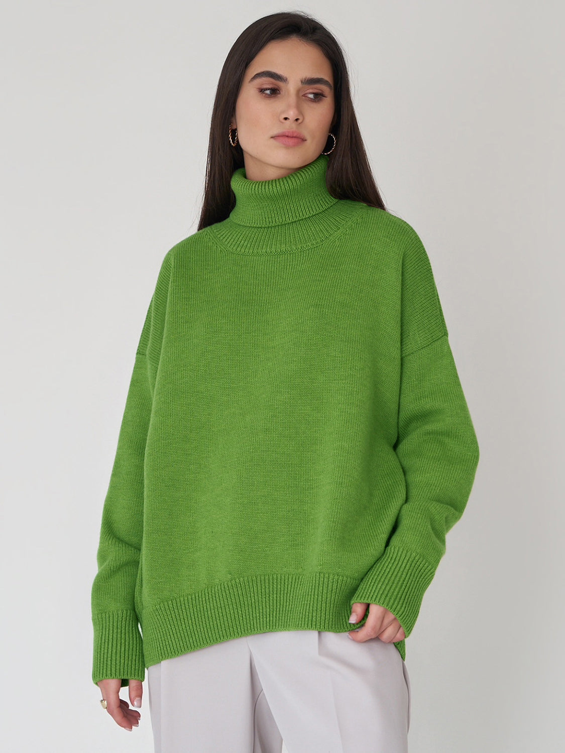 Turtleneck Long Sleeve Sweater-Angel Casuals