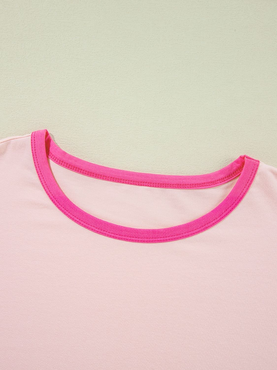 Letter Graphic Color Block Round Neck Half Sleeve T-Shirt-Angel Casuals