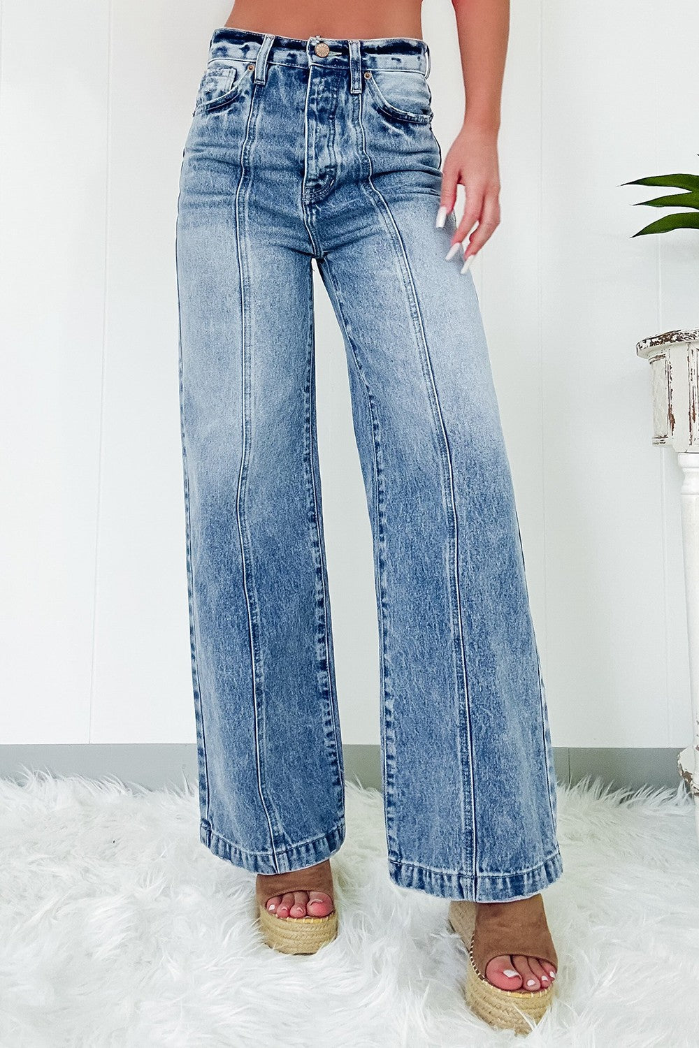 High Waist Wide Leg Jeans-Angel Casuals