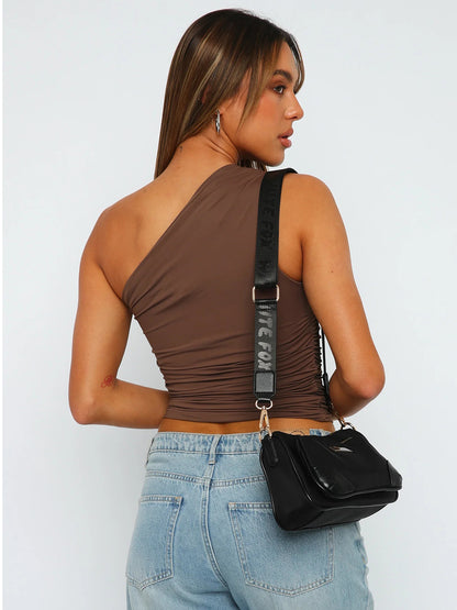 Ruched One Shoulder Tank-Angel Casuals