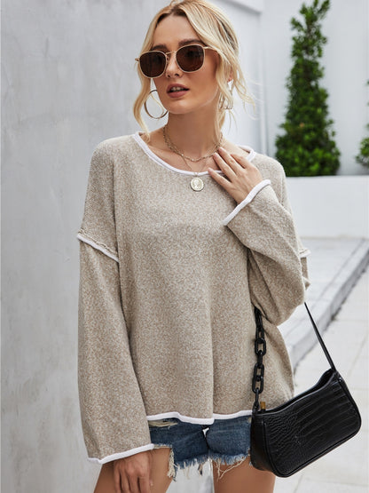 Angel Wings Boat Neck Dropped Shoulder Sweater-Angel Casuals